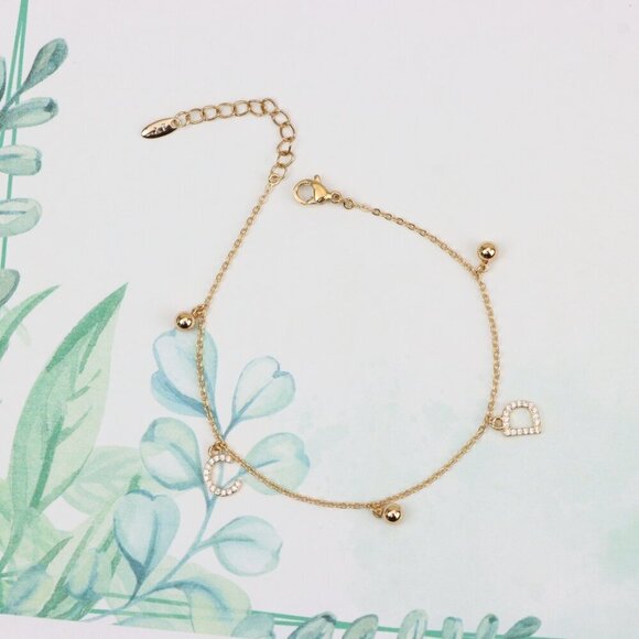 "Delicate Rose Gold Bracelet with CZ Charms & Adjustable Chain, XPBL0843 - Picture 4 of 12